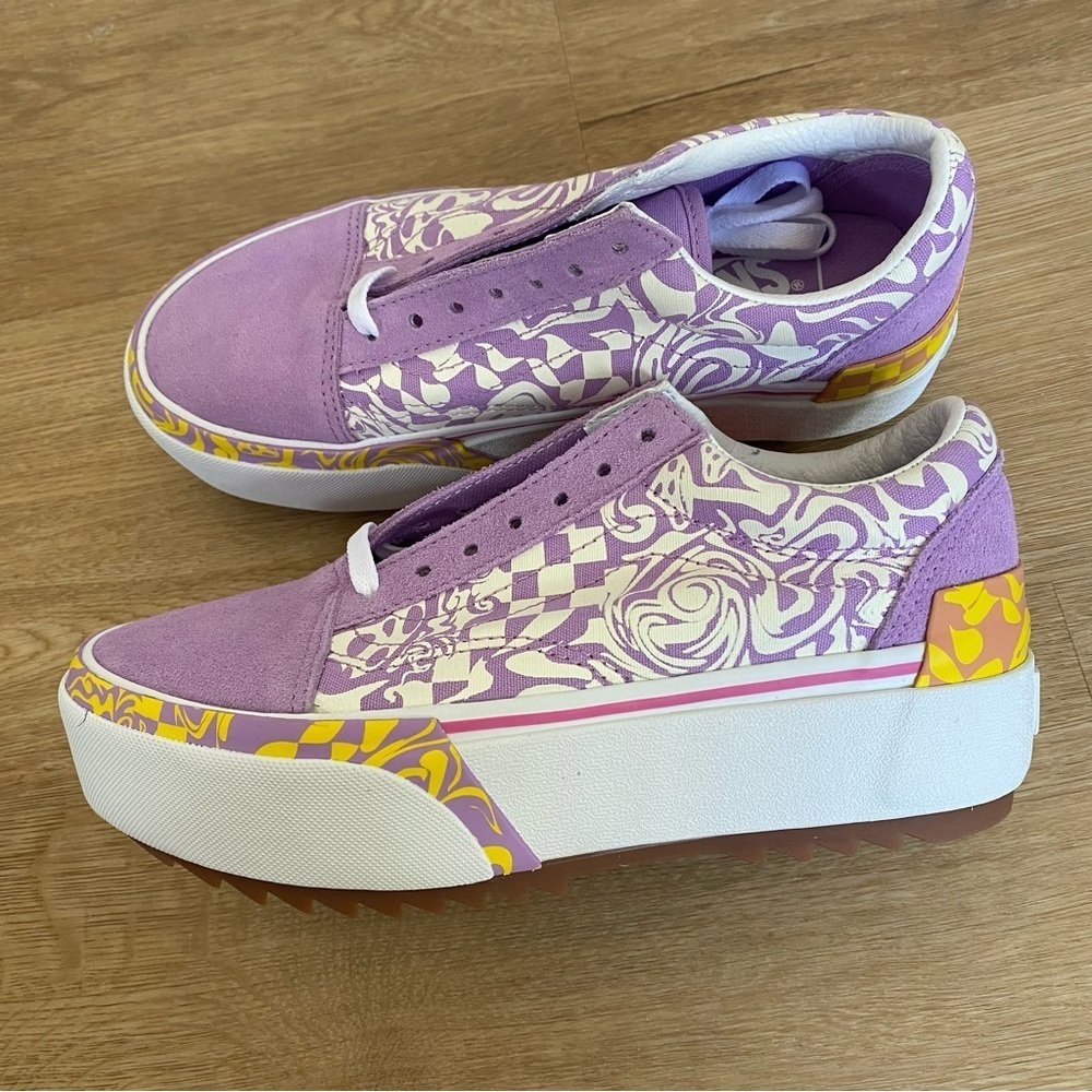 Vans Old Skool Stacked Wavy Days Platform Skate Shoes Purple Size 7 Women's - Picture 5 of 10
